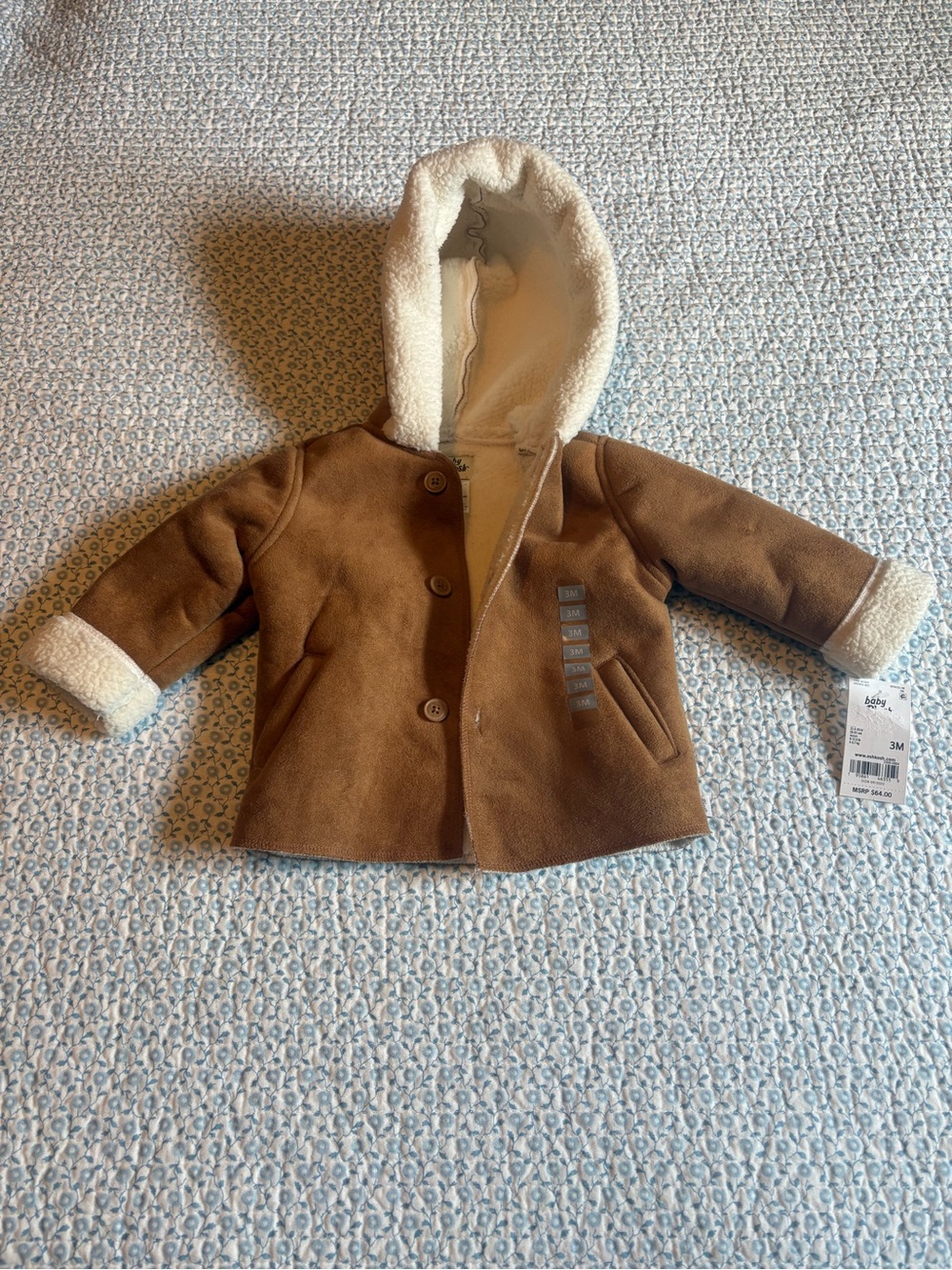Baby B’gosh  Brown Sherpa Lined Hooded Jacket 3M NWT